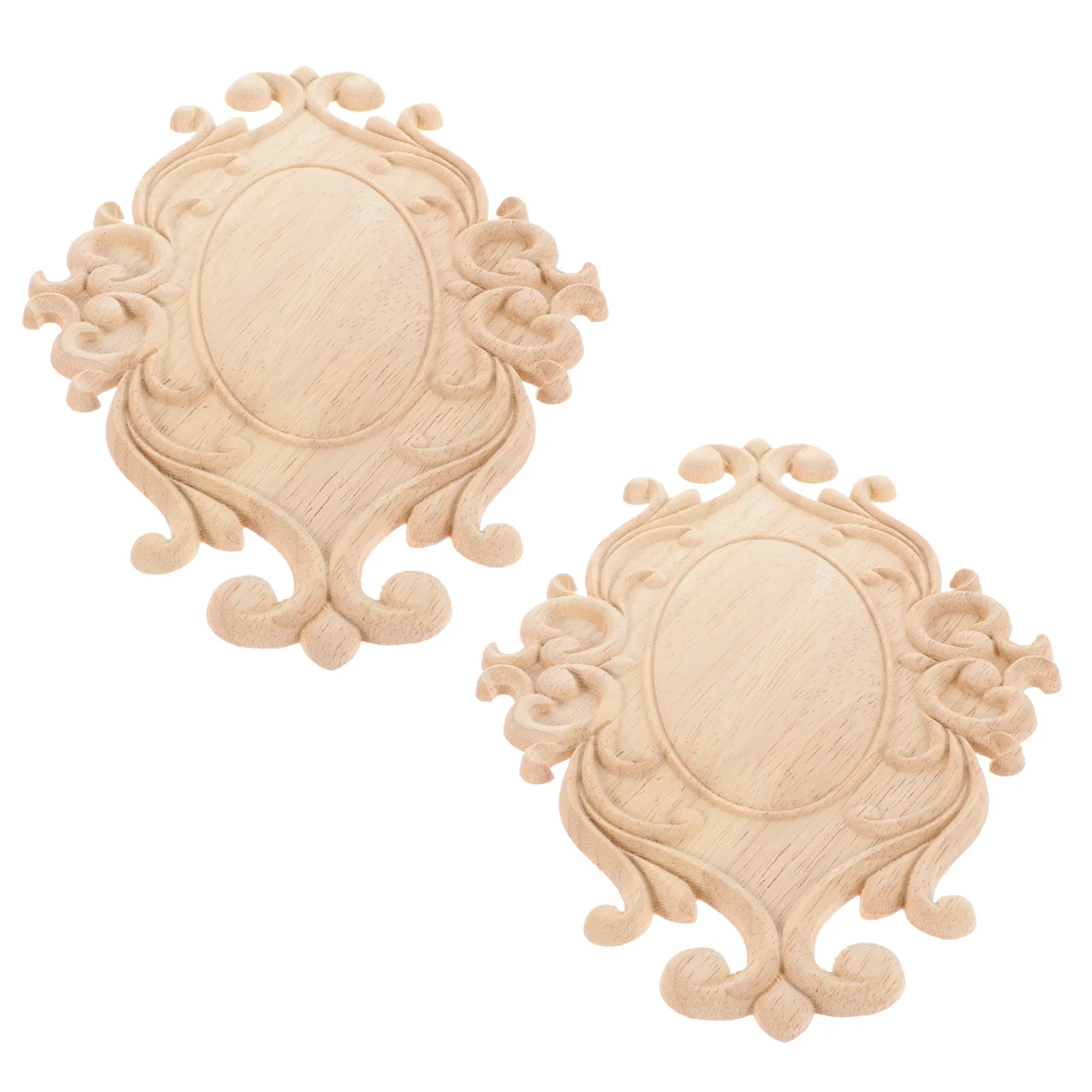 2 stuks hout gesneden applique deur hart ontwerp natuurlijke onlay voor meubelen decor dressoir kast bed diy ambachtelijke ongeverfd frame