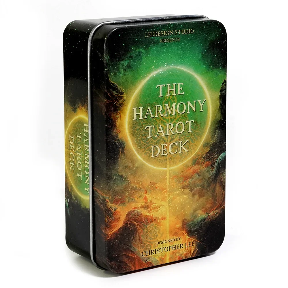 The Harmony Tarot Deck,78 Upgrade Gold-plated Edge Tarot Cards in A Tin Metal Box Board Games for Party Personal Entertainment