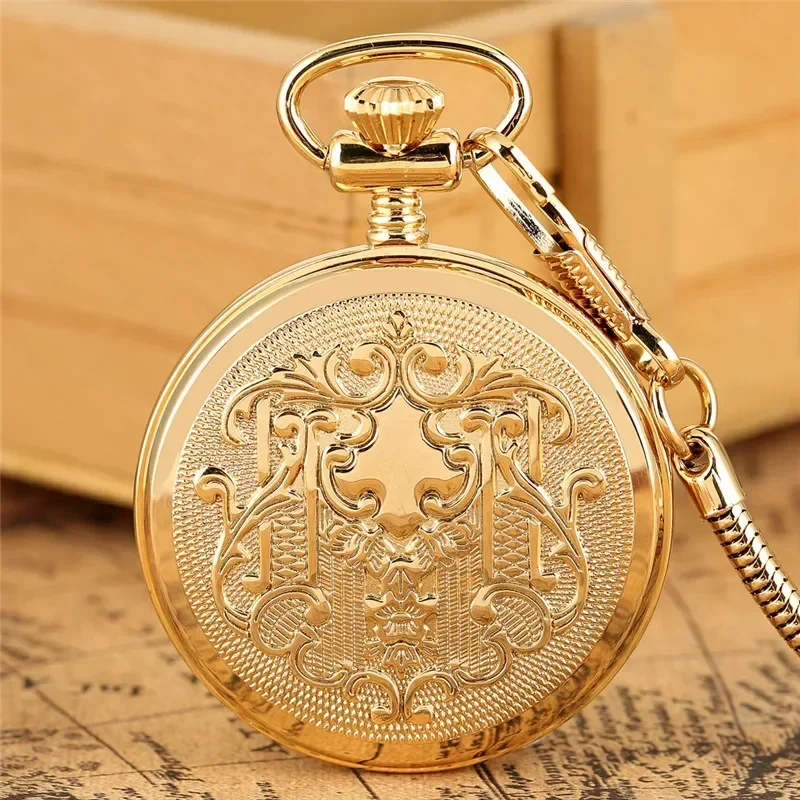 Antique Luminous Arabic Roman Numerals Unisex Mechanical Hand Winding Pocket Watch Pendant Clock with Fob Chain Timepiece Gift