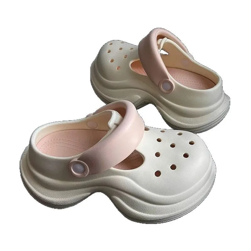 

New EVA Thick Bottom Anti Slip Soft Bottom Beach Top Sandals For Increasing Height In Summer Simple Women's Outdoor Garden Wear