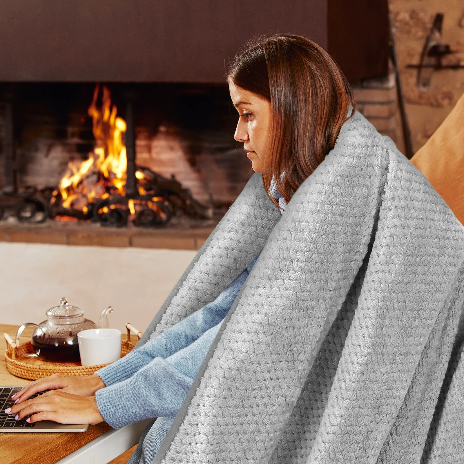 

Fast Heating Electric Blanket Throw Grey 150x80cm Lap Pad 9 Heat Levels Office Use Winter Blanket Gray Electric Heating Shawl