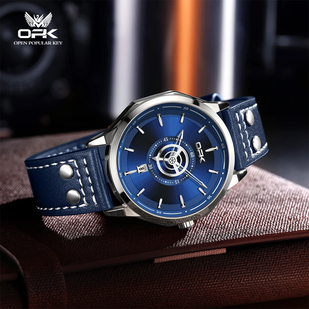 

OPK 8195 Fashion Business Original Quartz Movement Watch Men Round Dial HD Night Light Function 30m Waterproof Watch For Men
