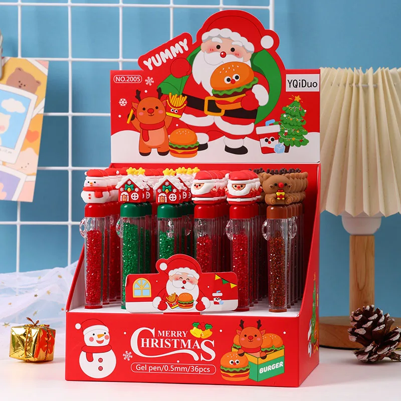

24 шт./лот Kawaii Рождество Санта-Клаус Лось Снеговик гелевая ручка милые 0,5 мм черные чернила нейтральные ручки офисные школьные принадлежности