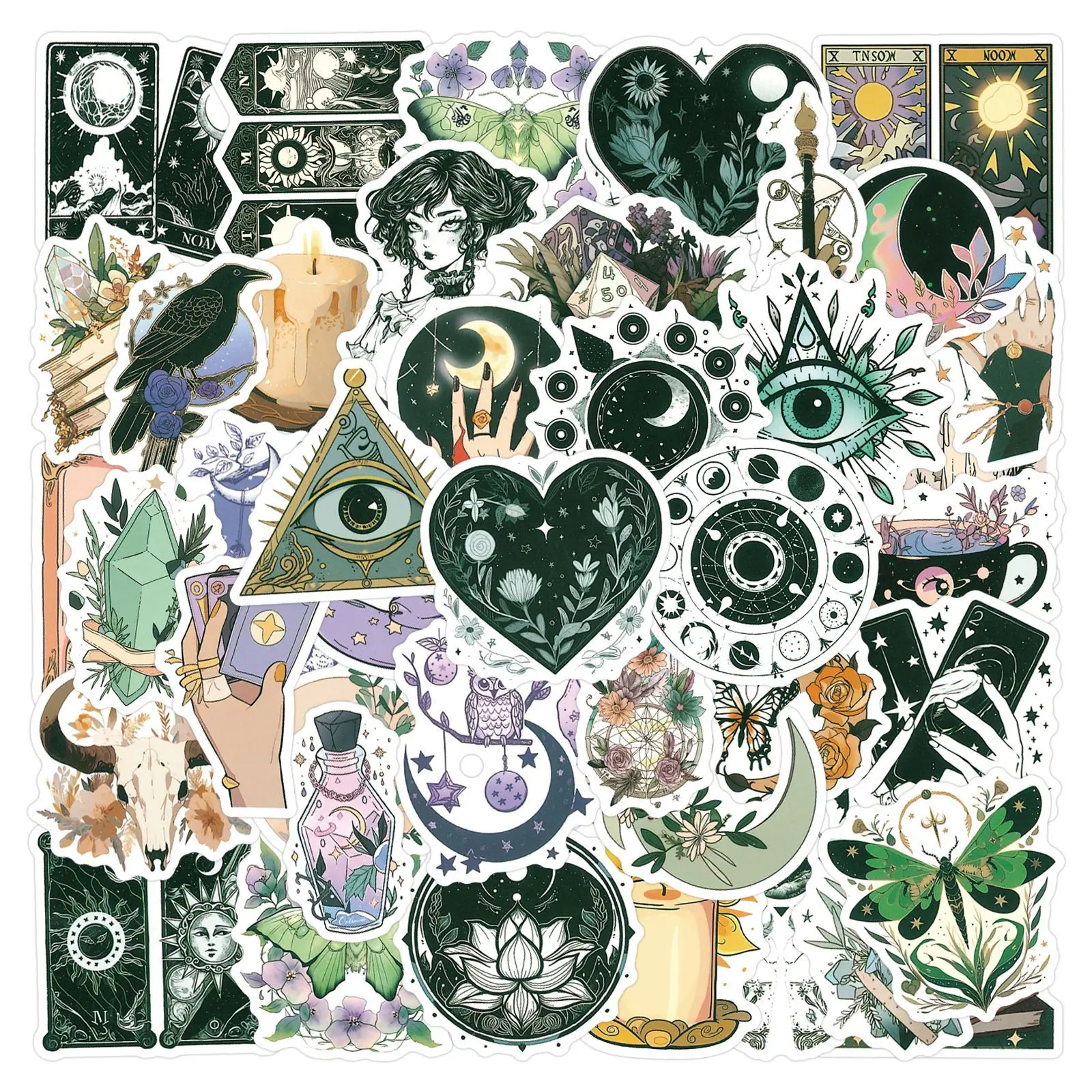 

50PCS Magic Witch Green Graffiti Stickers Gothic Art Aesthetic Decals DIY Phone Notebook Luggage Laptop Sticker Decoration Gifts