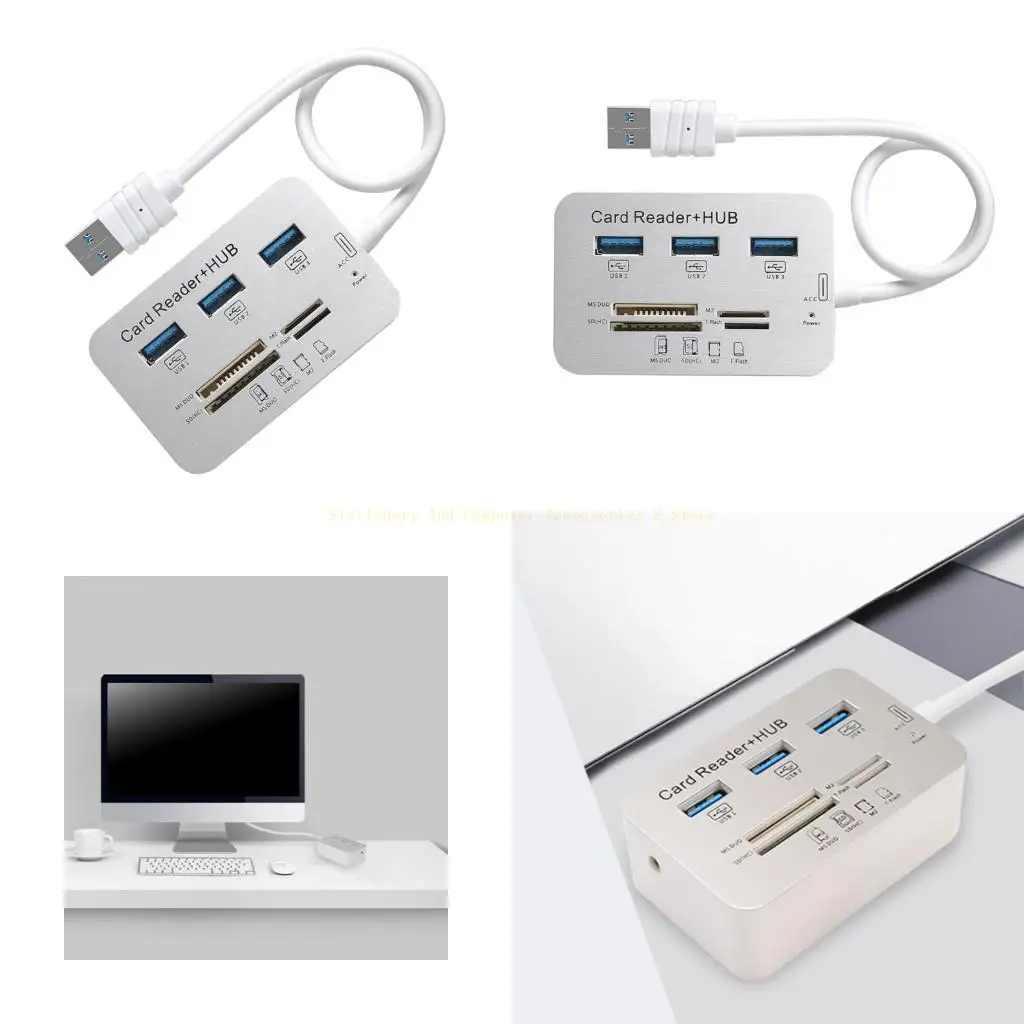 

USB3.0 Card Reader Hubs with Four Port Expansion Dock for Efficient Data Transfer
