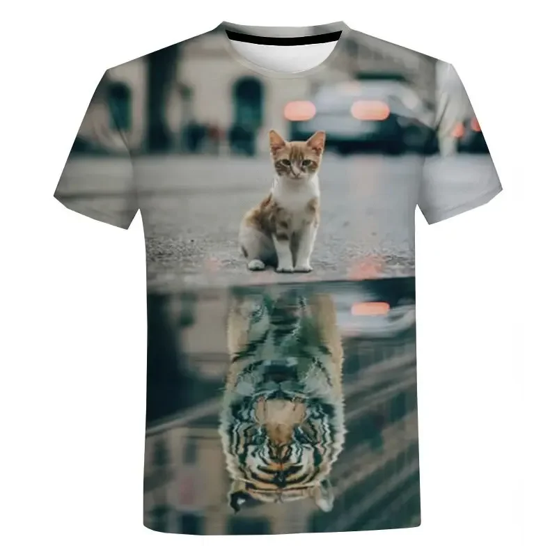 Boys Girls Animal Children 3D T-Shirt Cat Lively Cute Tops Summer Cat 3d T Shirt Funny Man Women T Shirts Clothes