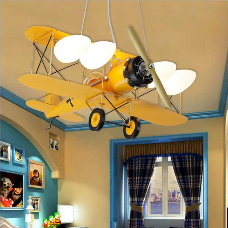 New Creative Kid Boys and Girl Study Room Children Lamps Bedroom Light Airplane Chandelier