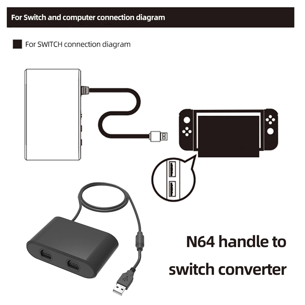 Convertisseur adaptateur USB pour Nintendo Switch 64, modèle OLED, adaptateur de contrôleur, prise en charge Turbo Gaming, adaptateur USB sans fil