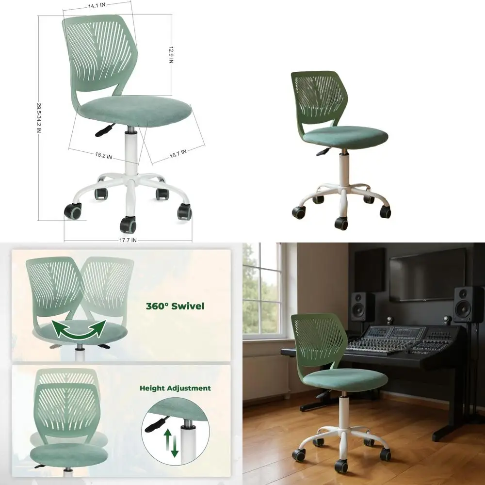 

Swivel Ergonomic Chair with Padded Seat for Music Studio and Mixing Space - Mint Green