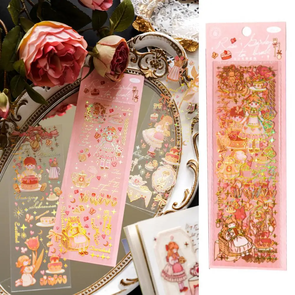 with Transparent Backing Paper 3 Sheets Unique Fine Workmanship Handbook Stickers Traceless Craft Accessories