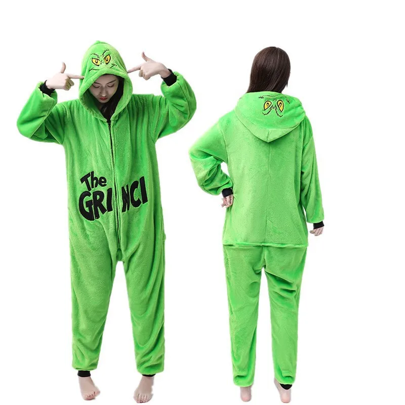 

Anime Adult The Grinci Cosplay Halloween Costumes Green Haired Monster Onesies Nightgown Xmas Carnival Funny Pajamas Kigurumi