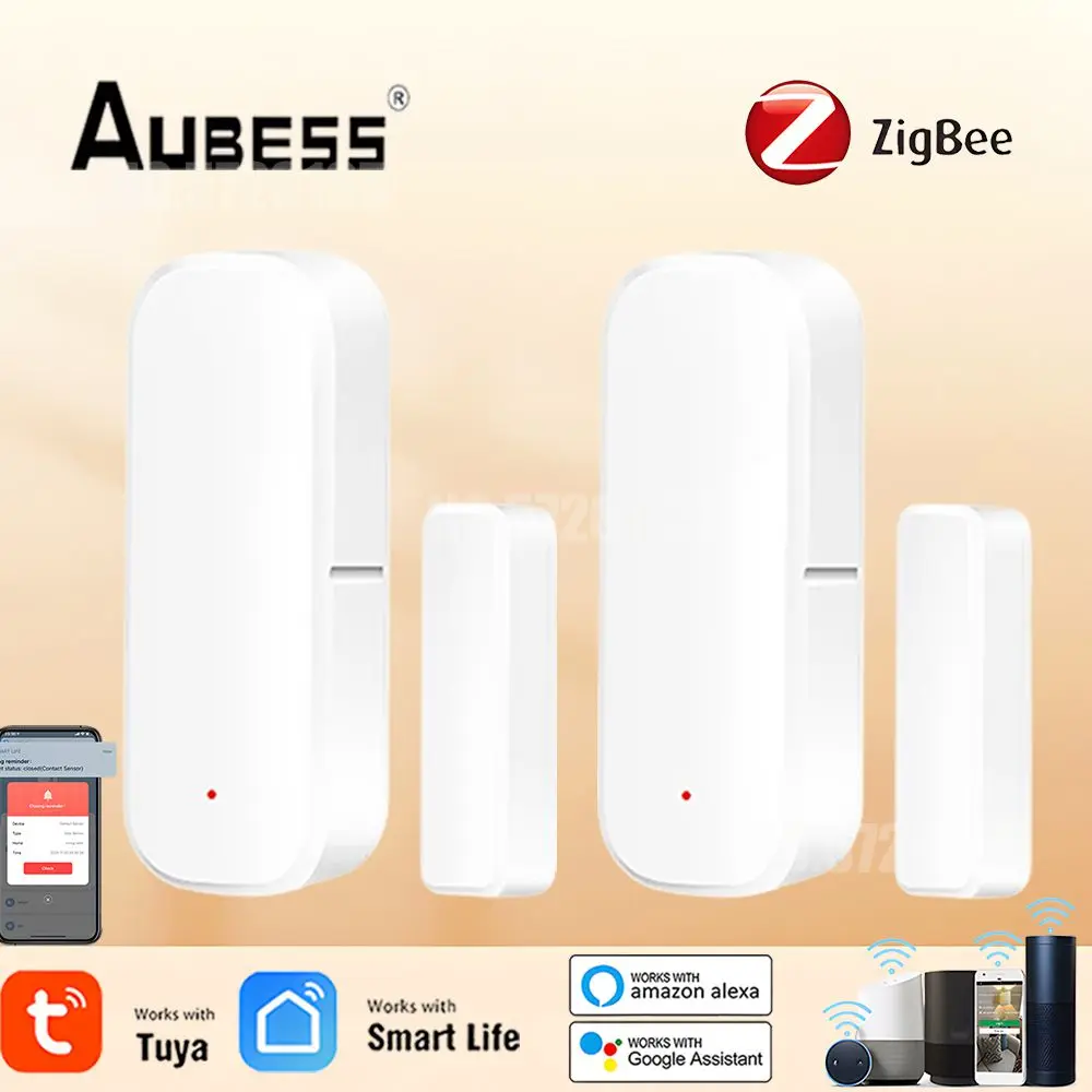 Tuya-ZigBee Sensor De Contato De Porta E Janela, Smart Home Security, Detectores De Janela, Sistema De Alarme, Smart APP, Alarme Remoto