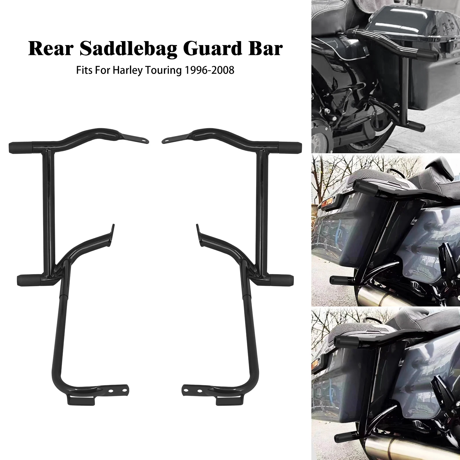 

Motorcycle Rear Crash Bar Rail Bracket Kit Saddlebag Guard For Harley Touring CVO Road King Street Electra Glide FLTRX 1996-2008