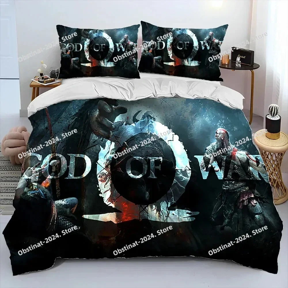

3D God of War Game Gamers Kratos Bedding Set Print With Pillowcase Bed Duvet Cover Soft Single Double Queen Super King Size