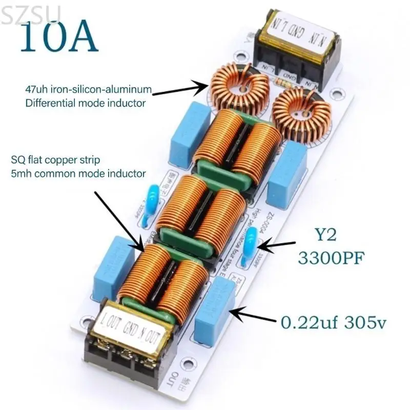 SZSU 110-250V 4 مرحلة مرشح للتداخل الكهرومغناطيسي قمع 6A 10A