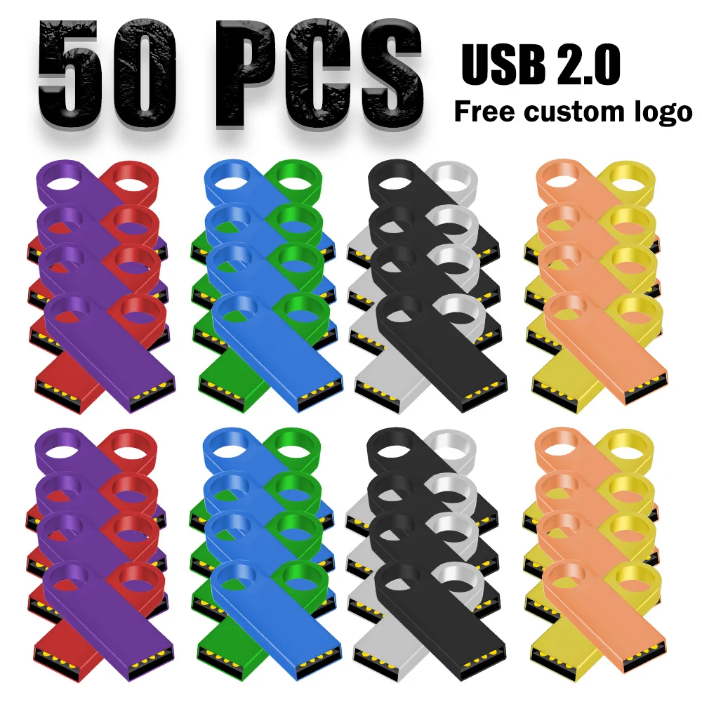 50PCS Lot USB Flash Drive 128MB Free Custom Logo Pen Drive 64GB Wholesale Memory Stick 32G Black Pendrive 16G Laser Engraving 8G