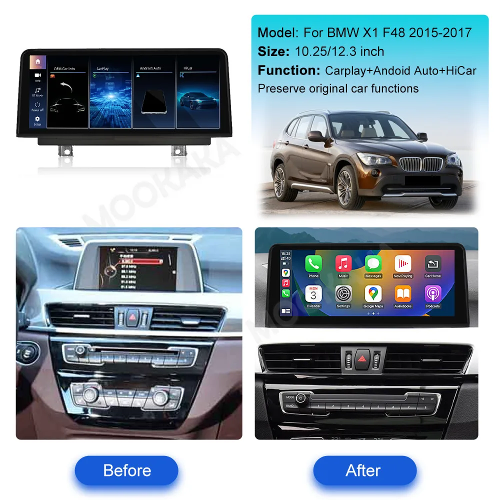 12.3 Inch For BMW X1 F48 2015-2018 Car Radio Multimedia Player Carplay Multimedia Player Car GPS Navigation Auto Stereo