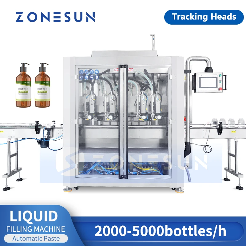 ZONESUN Riempitrice automatica a movimento continuo Servo Tracking Riempitrice per liquidi Attrezzatura per imballaggio di pasta ad alta velocità ZS-VTPF4