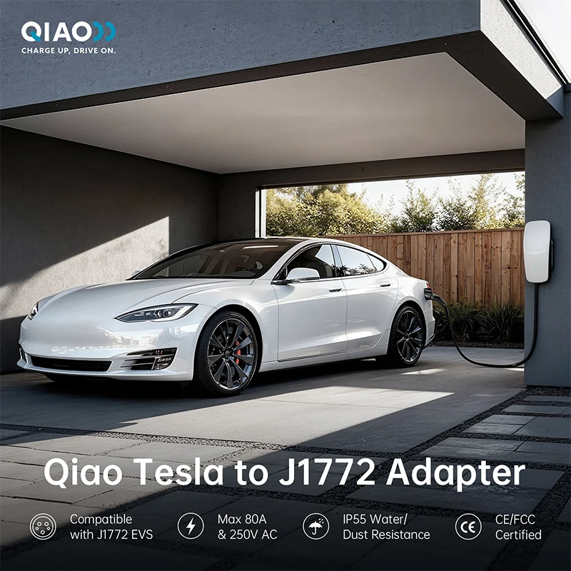 QIAO Q41 80A For Tesla NACS to Type 1 EV Charger Adapter electric vehicle nacs to j1772 EV Charging Converter for Tesla Standard  Compatible With Model 3 Y S X Fast Charge