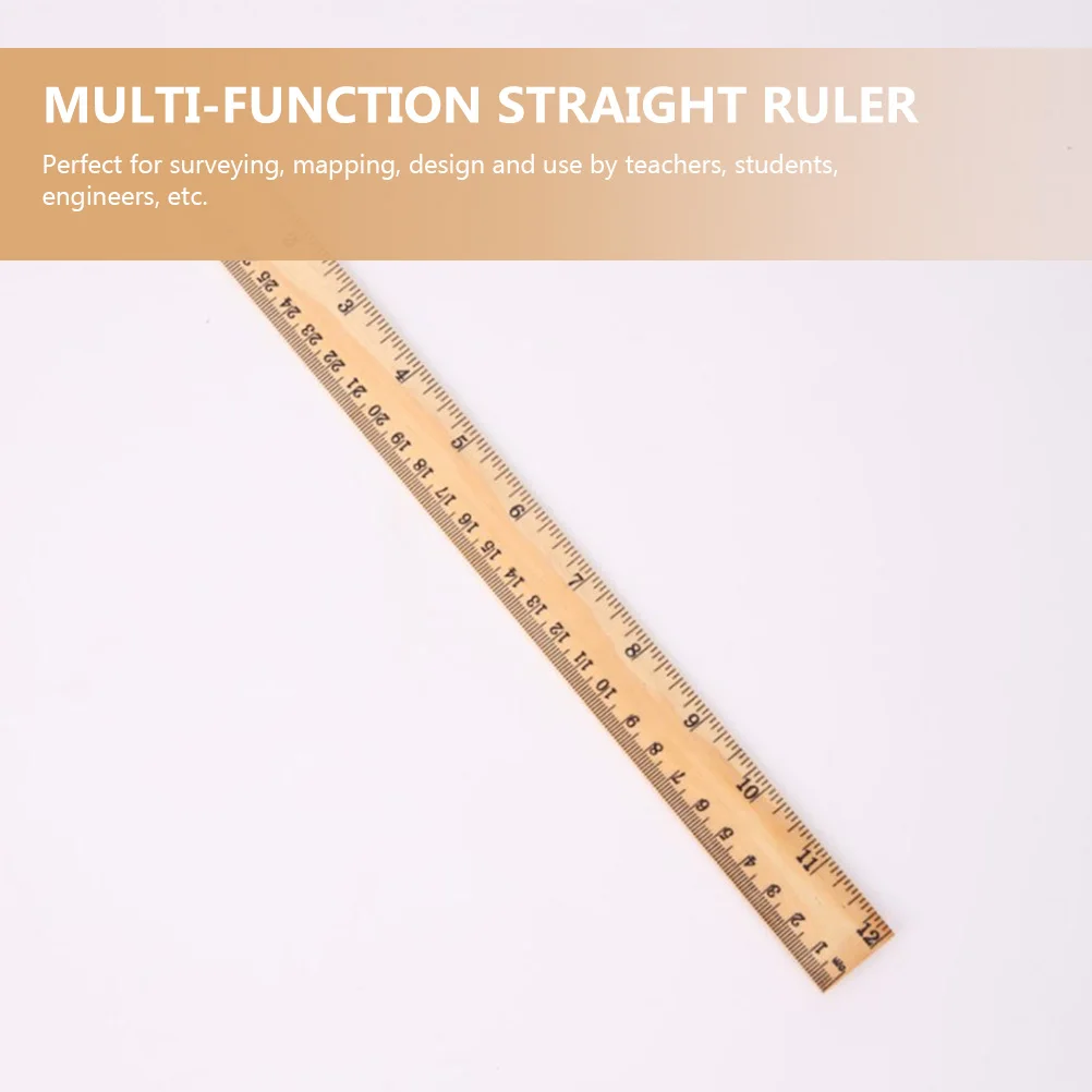 12pcs Wooden Ruler 30cm Double Scale Student School Office Home Clear Scale Multi function Straight Ruler Drafting Tool