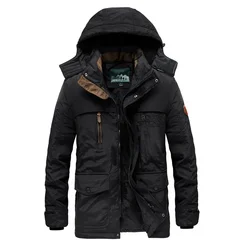 2024 Winter Men's Cotton Jacket Outdoor Plush Thickened Mountaineering Skiing Warm Hooded Pike Coat Embroidered Men's Clothing