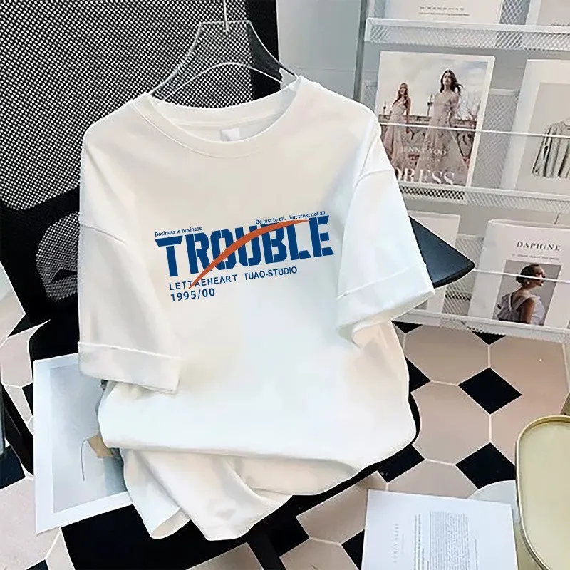 T-shirt ample femme blanc f Sve Base irt nouvel été transfrontalier Sle minceur couche de Base haut pour les femmes