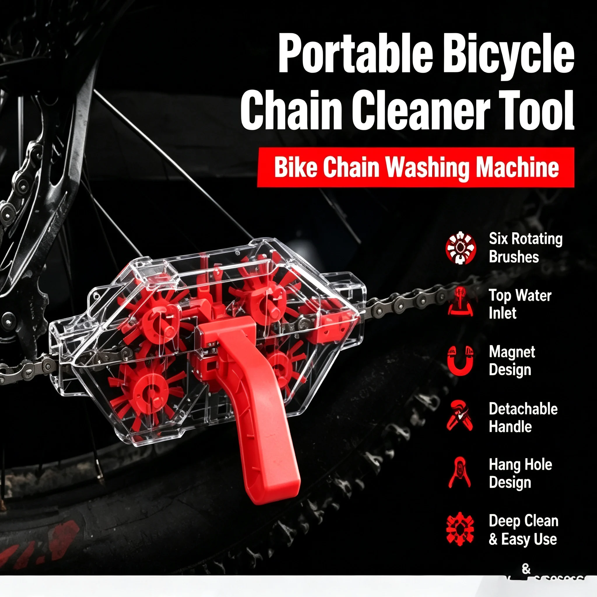 Bike Chain Cleaner - 휴대용 자전거 체인 클리너 도구 자전거
