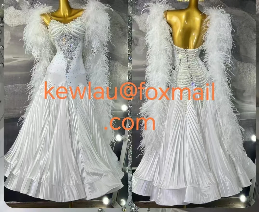

WHYNOT DANCE New Luxury Ostrich Feather Customized Ballroom Waltz Dance Competition Dress GREEN Fast Free shipping