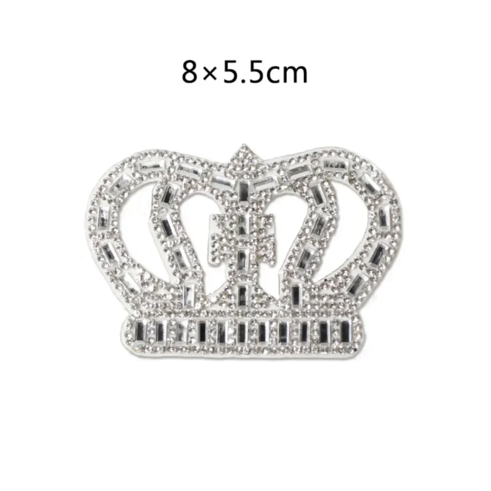 Glitter Rhinestones Appliques for Dresses DIY Iron on Patches on Clothes Rhinestone Crown Embellishment Women\'s T-shirt Stickers