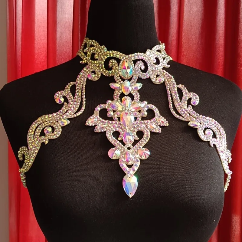 تخصيص أداء الرقص الشرقي زي قلادة اليدوية الشرقية الكتف سلسلة اللاتينية اكسسوارات مثير بيكيني الجسم سلسلة