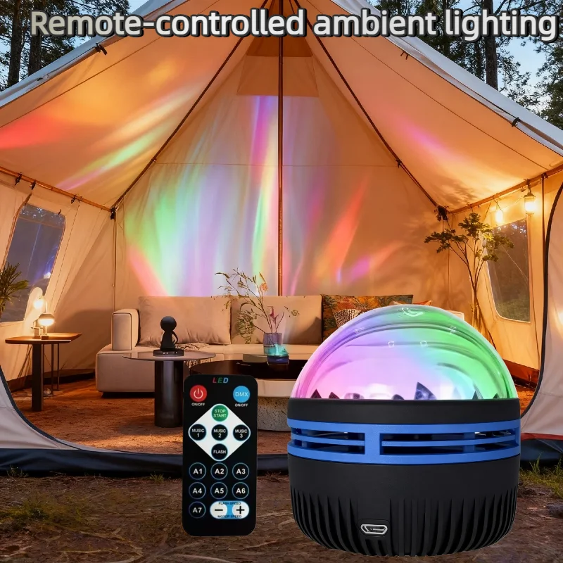LED Galaxy Projector Lamp 360° Auto Rotating Ball Atmosphere Night Lights Remote Control USB Northern Light for Room Party Decor