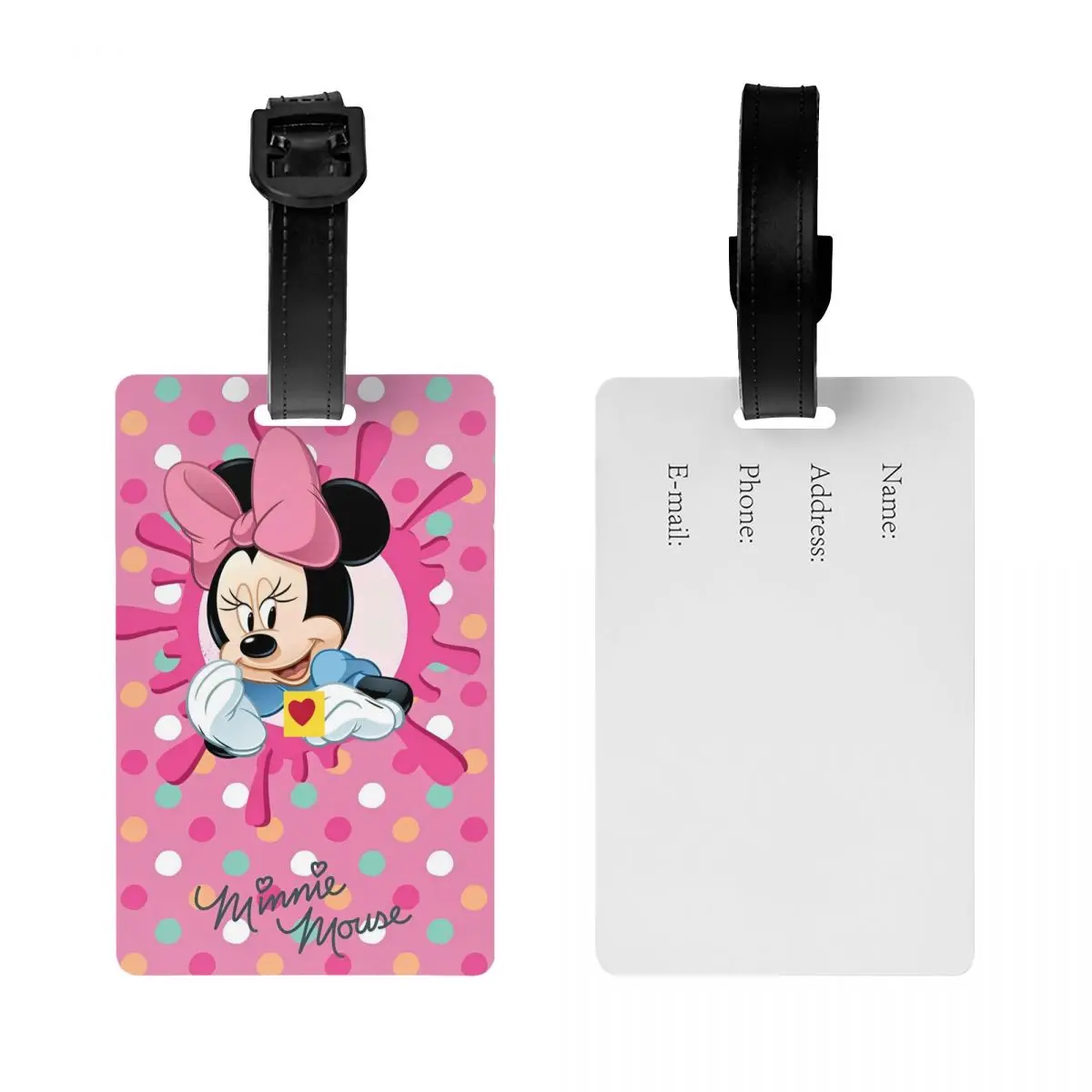 Cartoon Cute Minnie Mickey Mouse etichette per bagagli accessori da viaggio Gel di silice porta etichette portatile rosa nome del bagaglio indirizzo ID