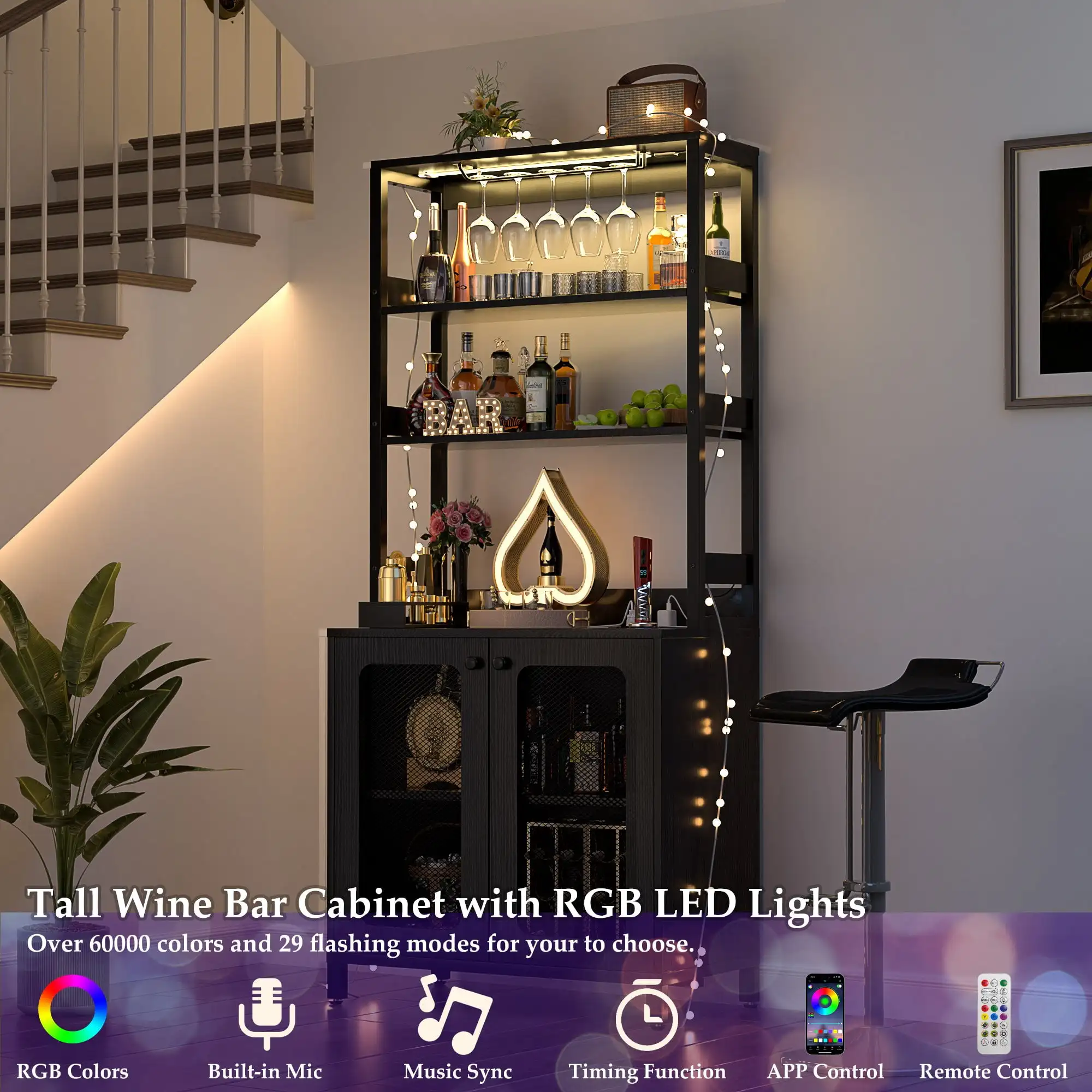 Bar Cabinet with Power Outlets, 67