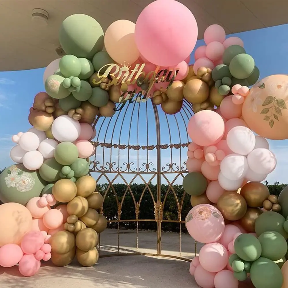 

Balloon Arch Kit Green Pink Balloon Arch Garland Kit Sage Green Baby Pink Apricot White Balloon Metallic Gold Party Balloons for