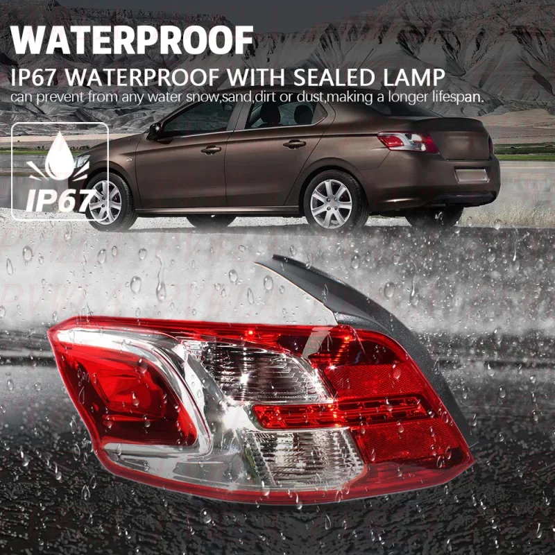 Tail Light For Peugeot 301 2012 2013 2014 2015 2016 Left Side Rear Lamp + Circuit boards Without Bulbs Car accessories