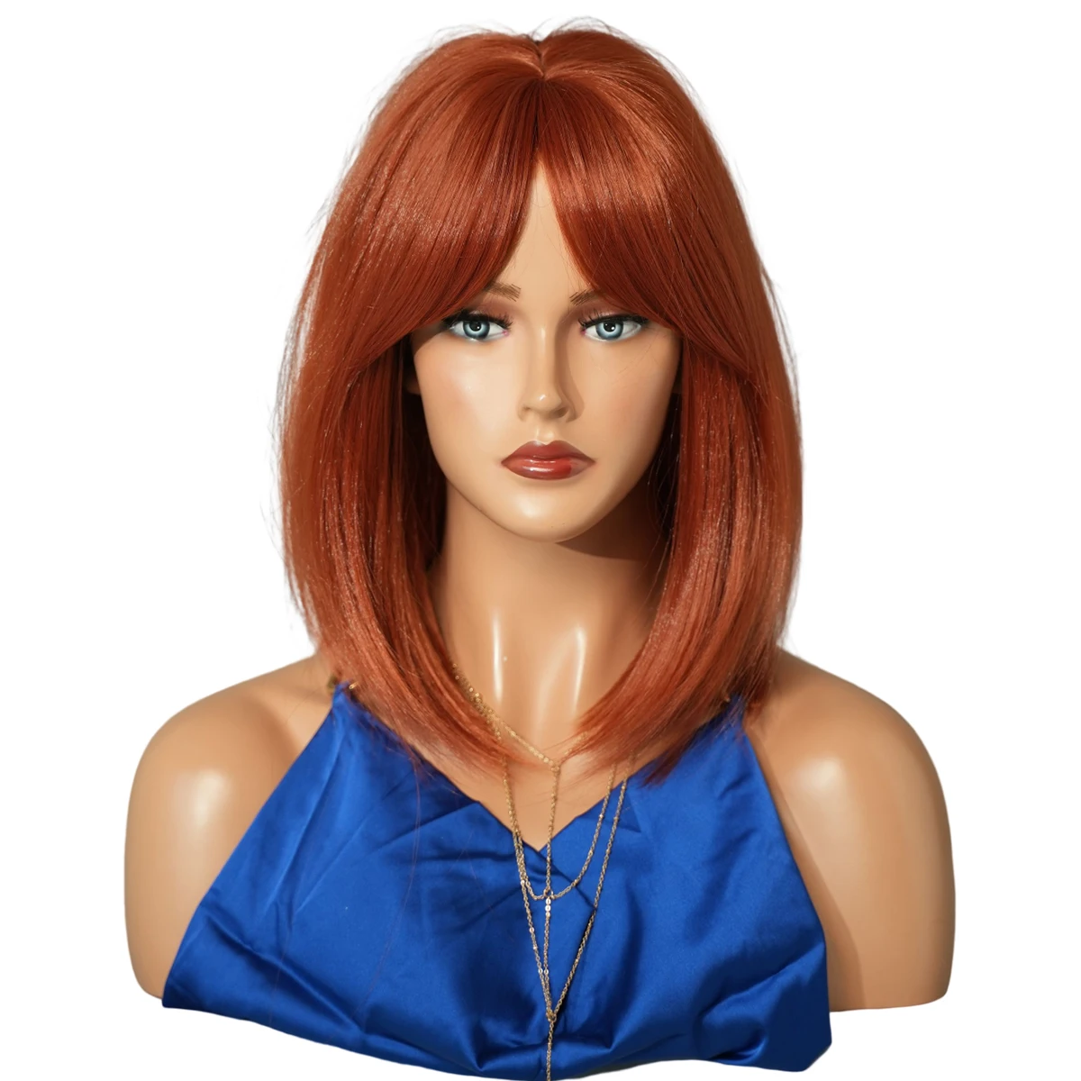 NAMM Short Straight Red Brown Wig for Women Daily Party Synthetic Middle Part Blonde Bob Wig Heat Resistant Fiber Lolita Cosplay