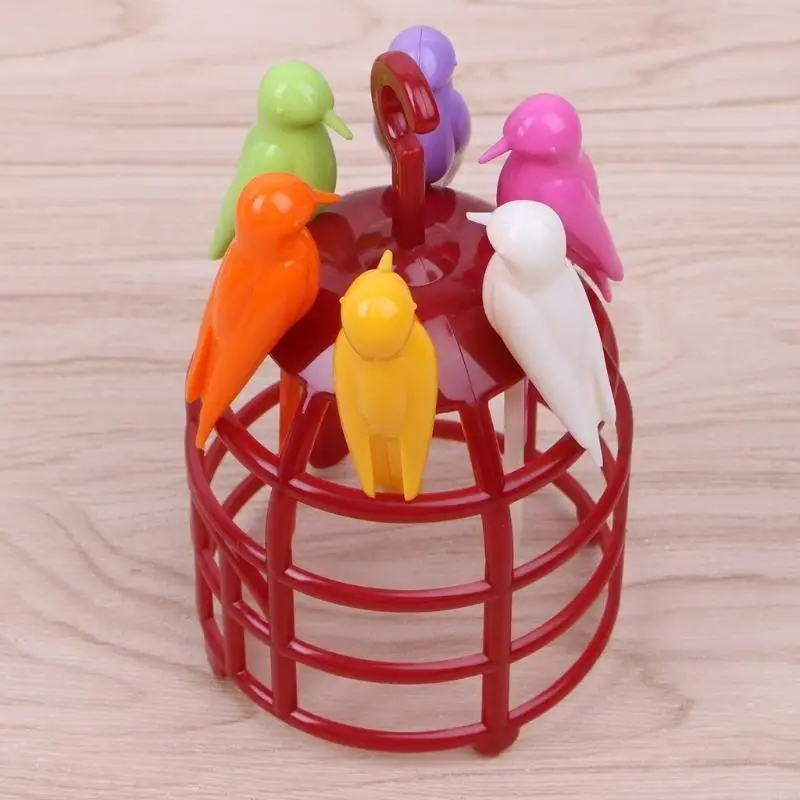 L43A 6 Pcs for Creative Birdcage Fruit Fork Toothpick Plastic Stand Holder