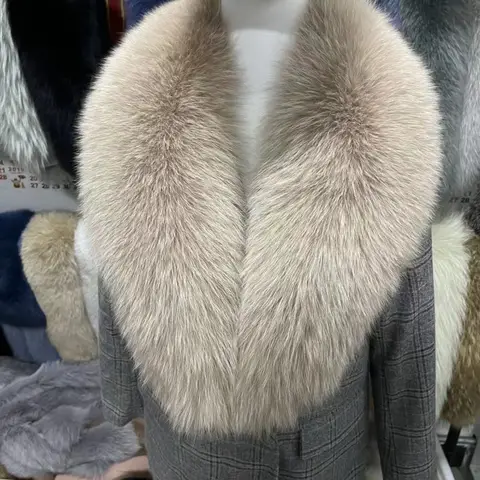 Winter Real Fox Fur Collar Woman Furry Natural Raccoon Fur Scarf Shawls Luxury Neck Warmer Wraps For Coat Fur Scarves Large Size