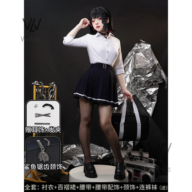 

Ellen Joe Cosplay Costume Game Zenless Zone Zero Cosplay Women Cute JK Uniform Tail wig set