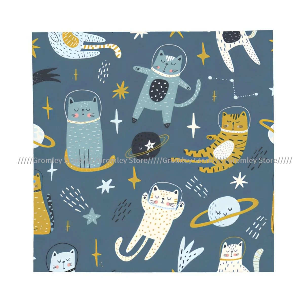 Cat Astronauts In Space Square Scarf Ladies Casual Head Neck Wrap