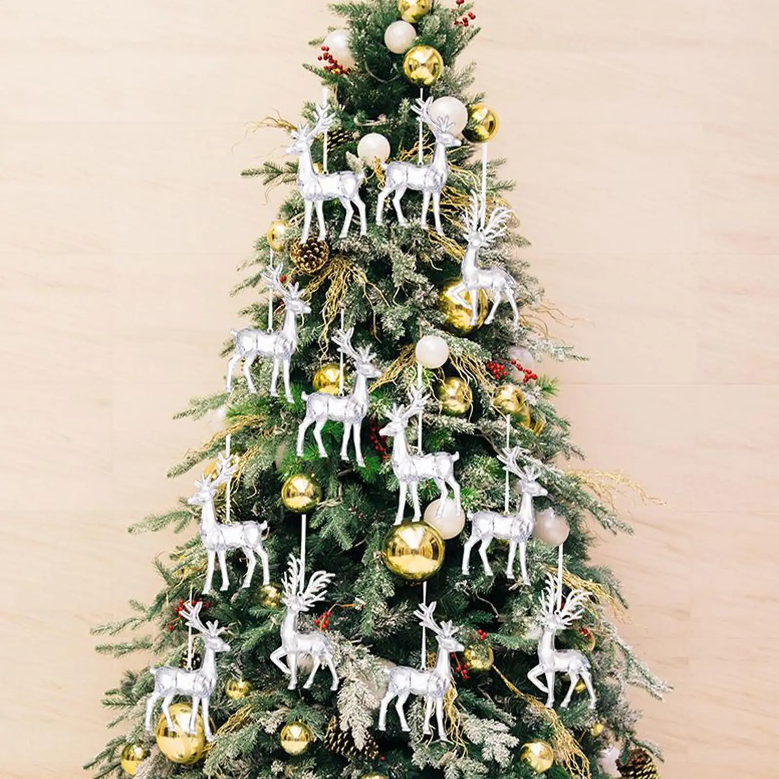 Christmas Ornaments 6-Piece Clear Elk Pendant Hangable Holiday Icicle Drop Decor For Home Decor Indoor Outdoor Wall Window Door