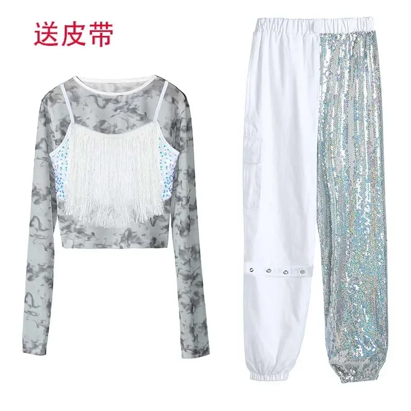 Mädchen Street Dance Anzug Kinder Trendy Coole Laufsteg Kleidung Quaste Jazz Dance Performance Anzug Mädchen Hip Hop Trendy Anzug