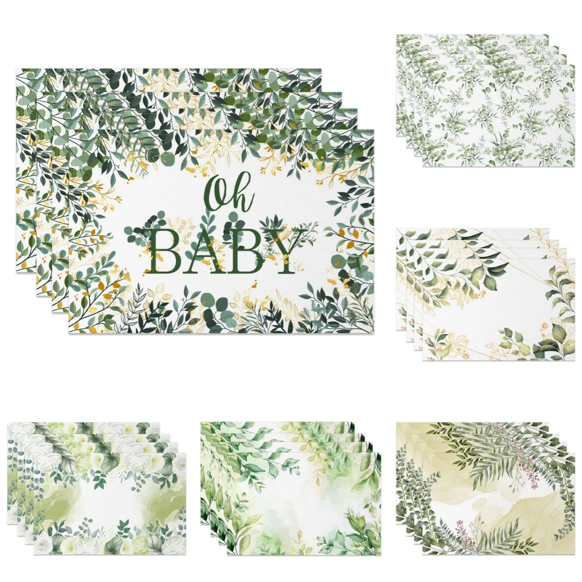 

Ботанические цветочные салфетки с зелеными листьями и цветами, дизайн, вдохновленные природой, настольные коврики для столовой, кухни, вечеринки, моющиеся, экологически чистые