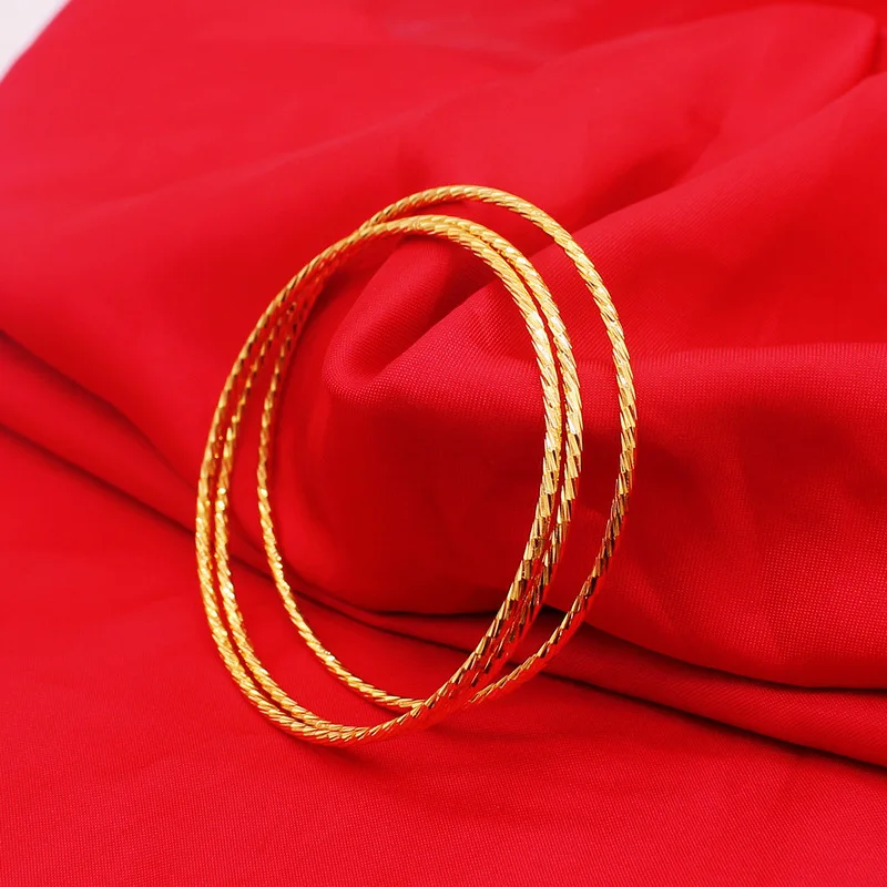 Pulsera de oro de 24 quilates chapada en oro de 24K para mujer, brazalete de oro de arena de Vietnam, bobina fina cerrada, Boutique de moda Bohemia