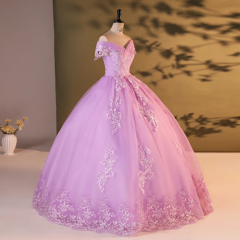 Couleur bonbon hors de l'épaule dentelle pas cher 15 robes de Quinceanera Appliques perles robe de remise des diplômes Vintage grande taille personnalisé