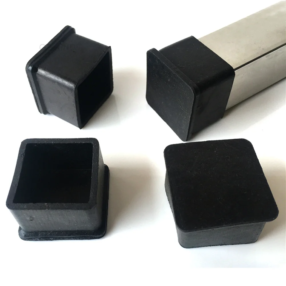 1/2/4/5/10 pcs square rubber furniture legs chair foot table pipe stick end protective capsules 20x20mm 25x25mm 30x30mm