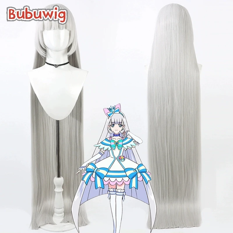 

Bubuwig Synthetic Hair Nekoyashiki Yuki Cosplay Wigs Futari wa Pretty Cure Nekoyashiki Yuki 120cm Silver Gray Wig Heat Resistant