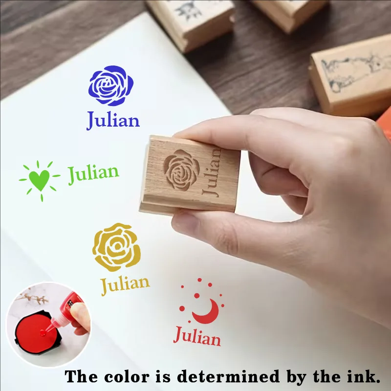 1PC Vintage Customized Name Wooden Stamp For Small Business & Office Use Custom Name Wooden Stamp Provide Convenience