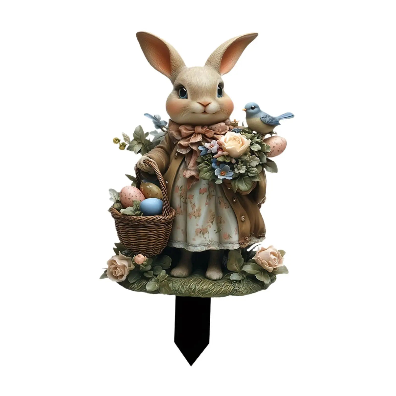 Bunny Garden Stake Gardening Gift 2D Flat Yard Sign for Outdoor Patio Proch