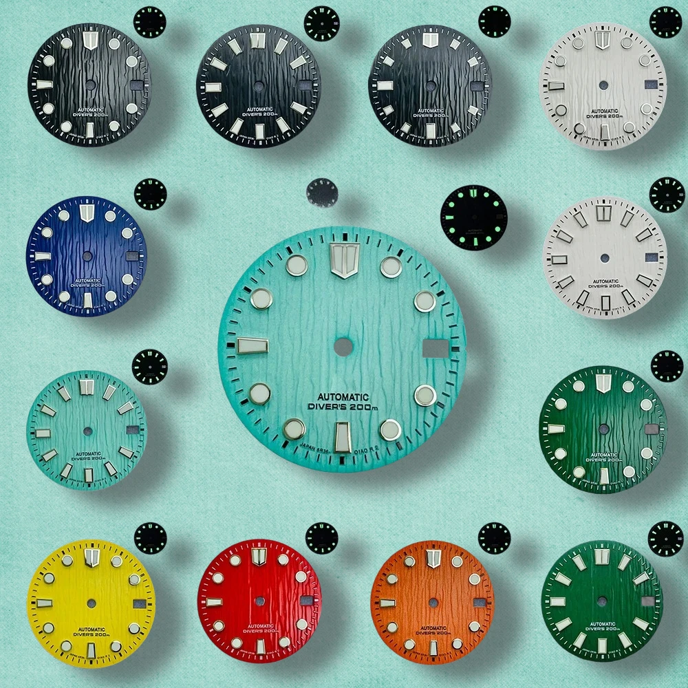 

28.5mm High Quality 3D Ocean Glaciers S Logo Dial Suitable NH35/NH36 Automatic Movement Green Luminous NH35 Accessories